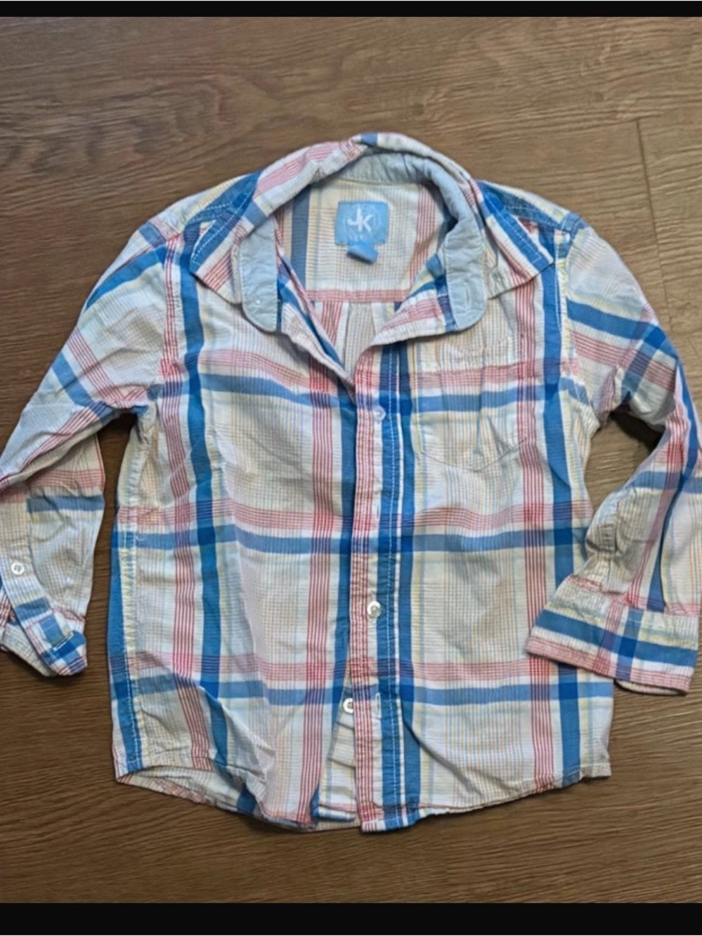 J. Khaki Blue and Pink Plaid Button-Down Shirt